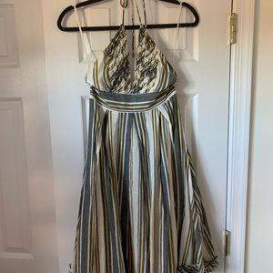 J. Crew linen blend striped halter dress